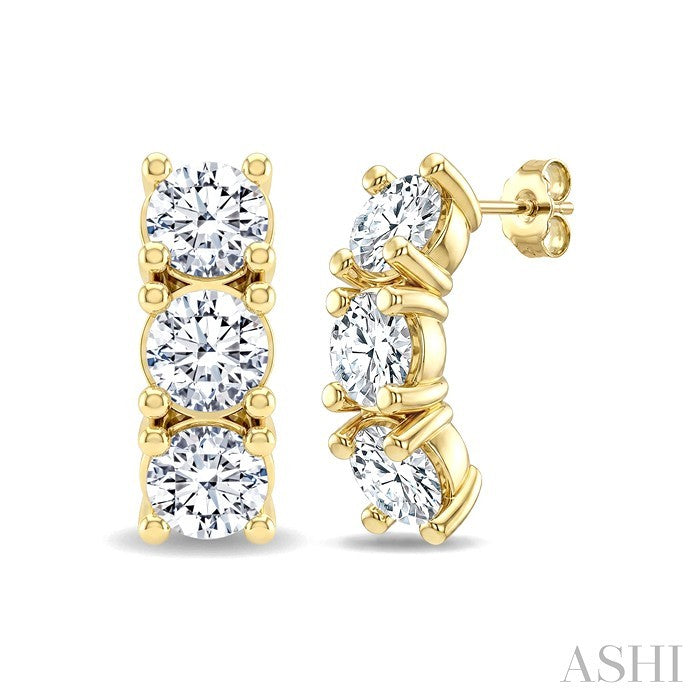 3 Stone Diamond Fashion Earrings