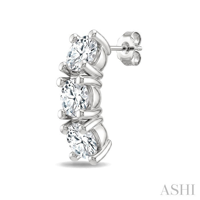 3 Stone Diamond Fashion Earrings