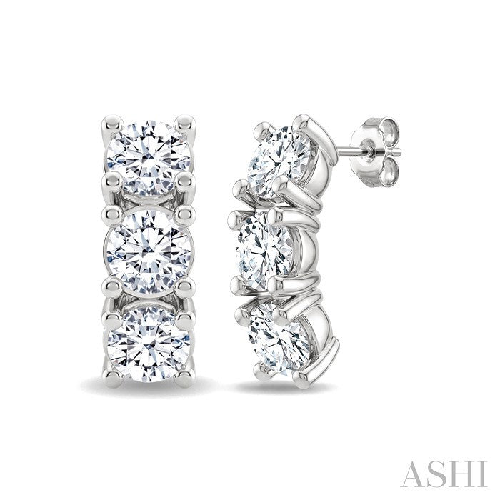3 Stone Diamond Fashion Earrings
