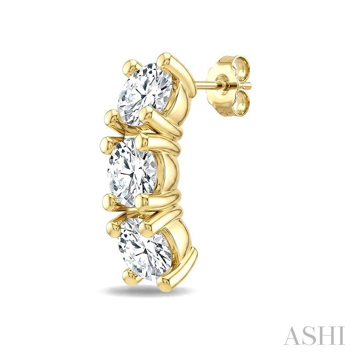 3 Stone Diamond Fashion Earrings