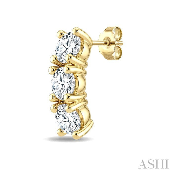 3 Stone Diamond Fashion Earrings