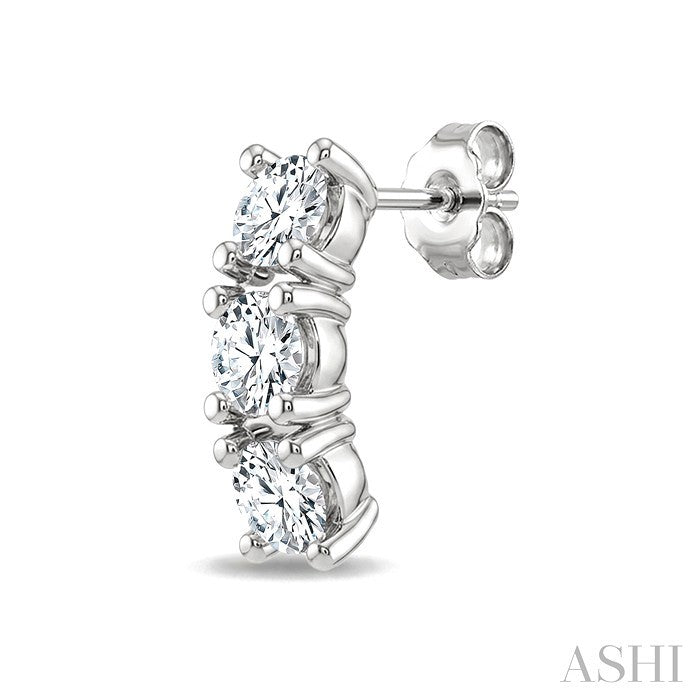 3 Stone Diamond Fashion Earrings