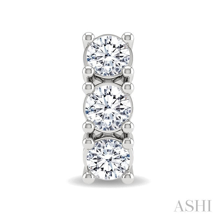 3 Stone Diamond Fashion Earrings