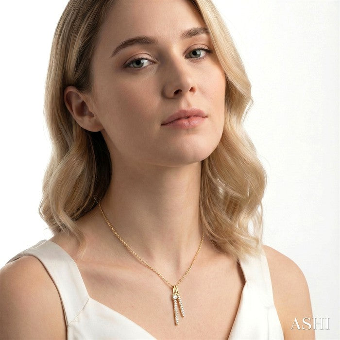 Double Vertical Bar Diamond Pendant