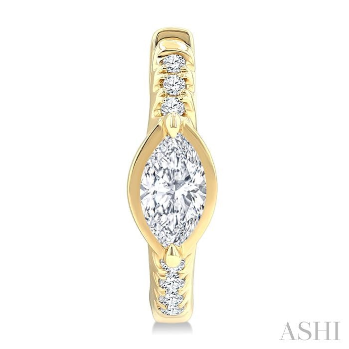 Marquise Shape Diamond Huggie Fashion Earrings