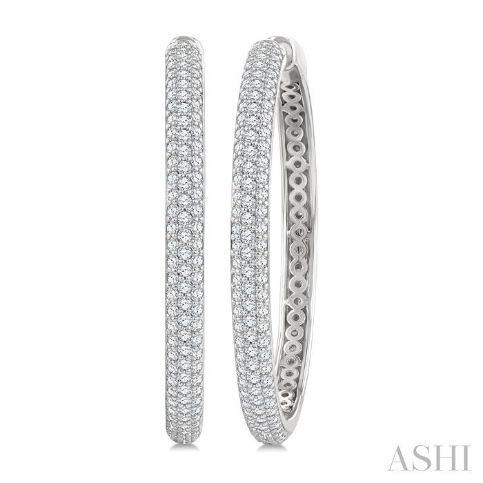 Pave Set Diamond Fashion Hoop Earrings