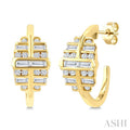 Fusion Diamond Fashion Half Hoop Earrings