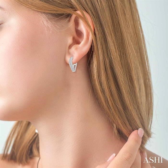 Curved Diamond Fashion Hoop Earrings