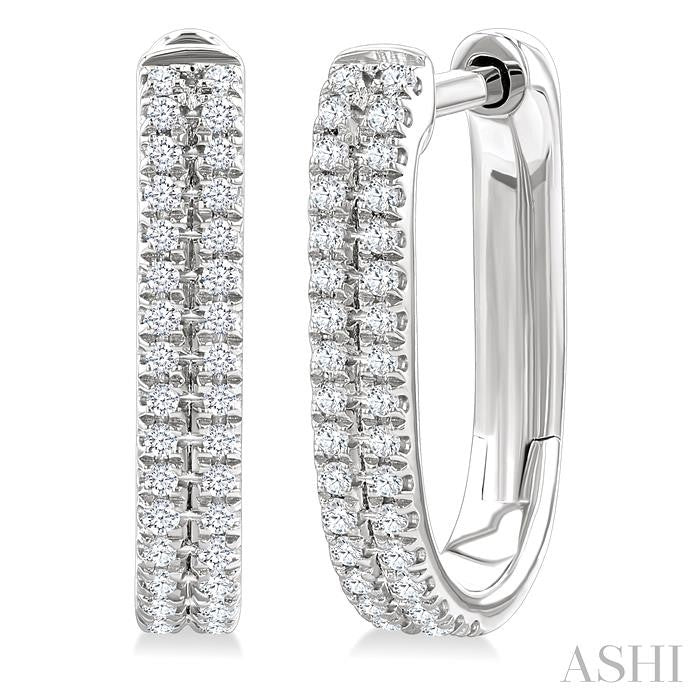 Double Row Diamond Hoop Earrings