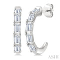 Emerald Shape Diamond Fashion Half Hoop Earrings