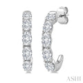 Oval Shape Diamond Fashion Half Hoop Earrings