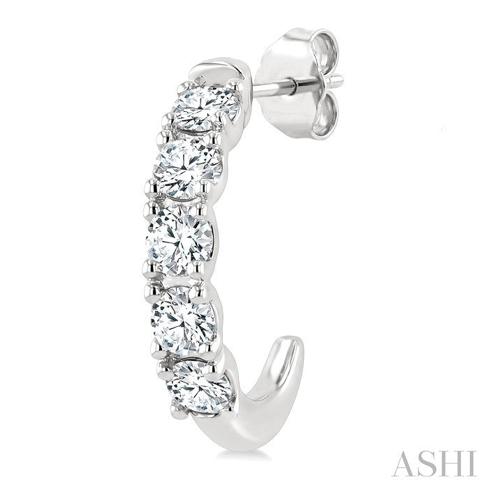 Round Shape Diamond Fashion Half Hoop Earrings