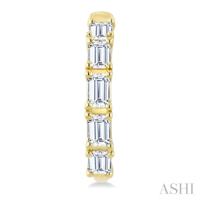 Emerald Shape Diamond Fashion Half Hoop Earrings