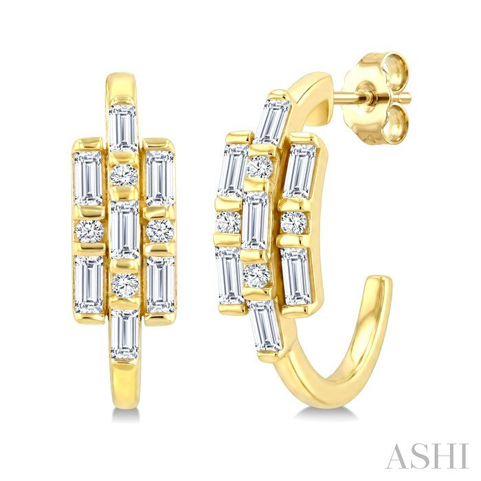 Fusion Diamond Fashion Half Hoop Earrings