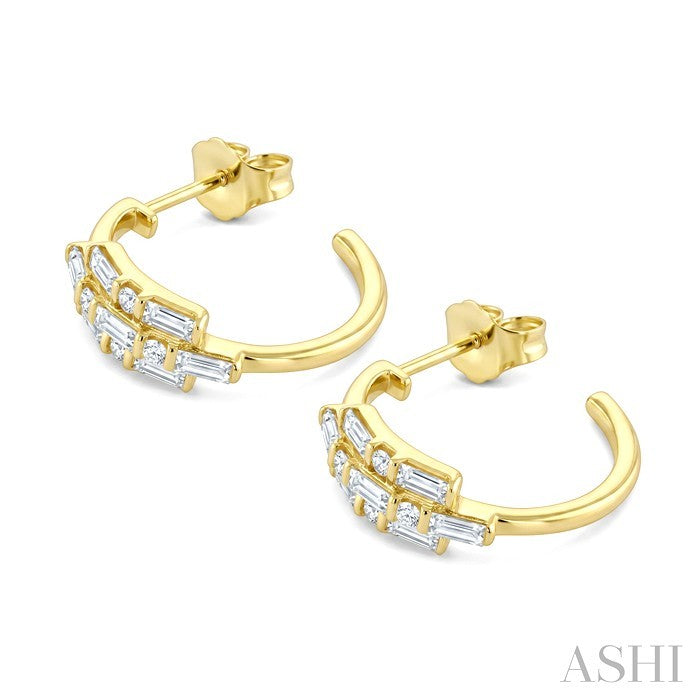 Fusion Diamond Fashion Half Hoop Earrings