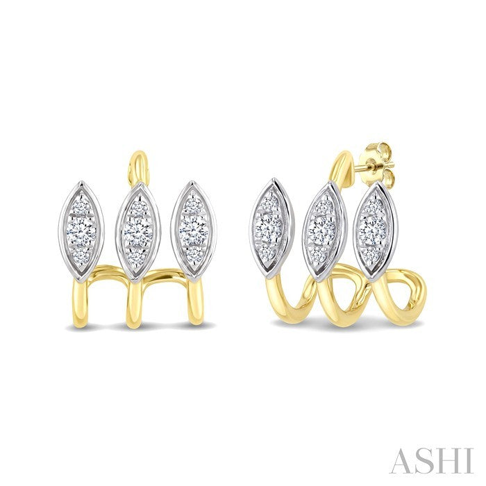 Marquise Shape 3 Row Diamond Fashion Earrings