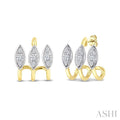 Marquise Shape 3 Row Diamond Fashion Earrings