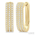 Three Row Diamond Hoop Earrings