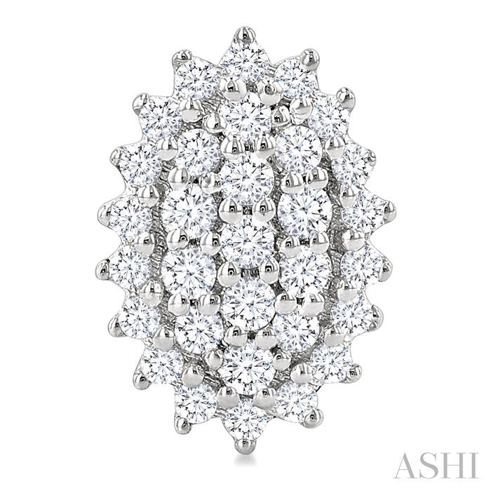 Oval Shape Petite Cluster Diamond Fashion Earrings