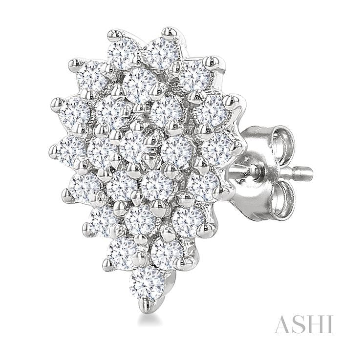 Pear Shape Petite Cluster Diamond Fashion Earrings