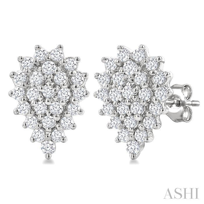 Pear Shape Petite Cluster Diamond Fashion Earrings