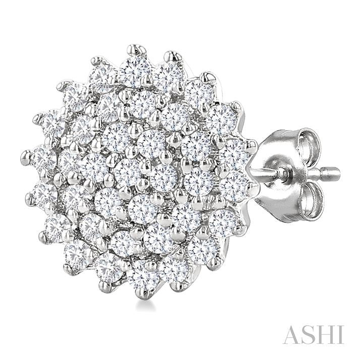Round Shape Petite Cluster Diamond Fashion Earrings