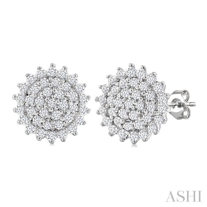 Round Shape Petite Cluster Diamond Fashion Earrings