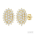 Oval Shape Petite Cluster Diamond Fashion Earrings