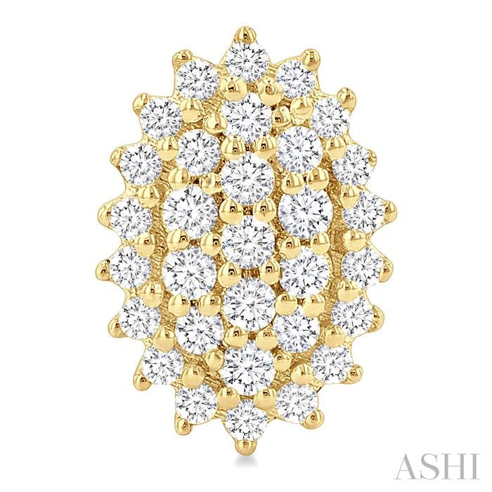 Oval Shape Petite Cluster Diamond Fashion Earrings