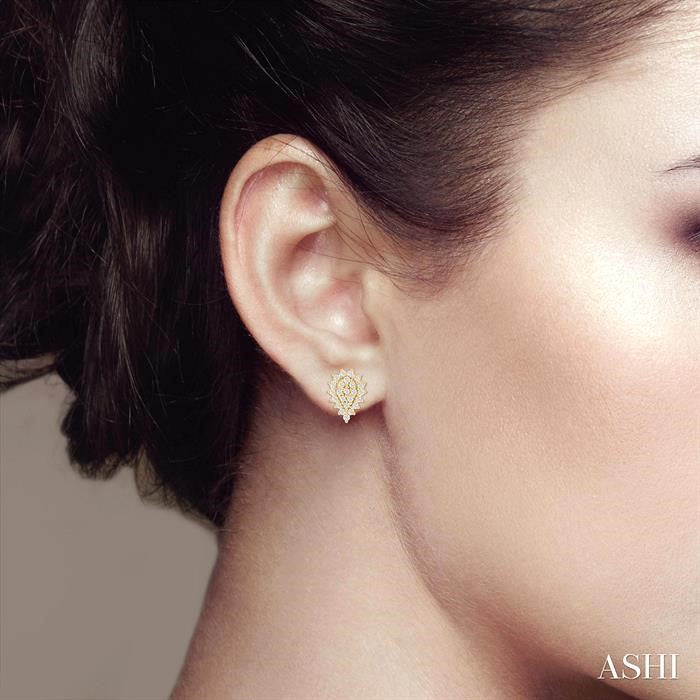Pear Shape Petite Cluster Diamond Fashion Earrings
