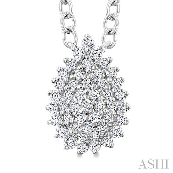 Pear Shape Petite Cluster Diamond Fashion Pendant