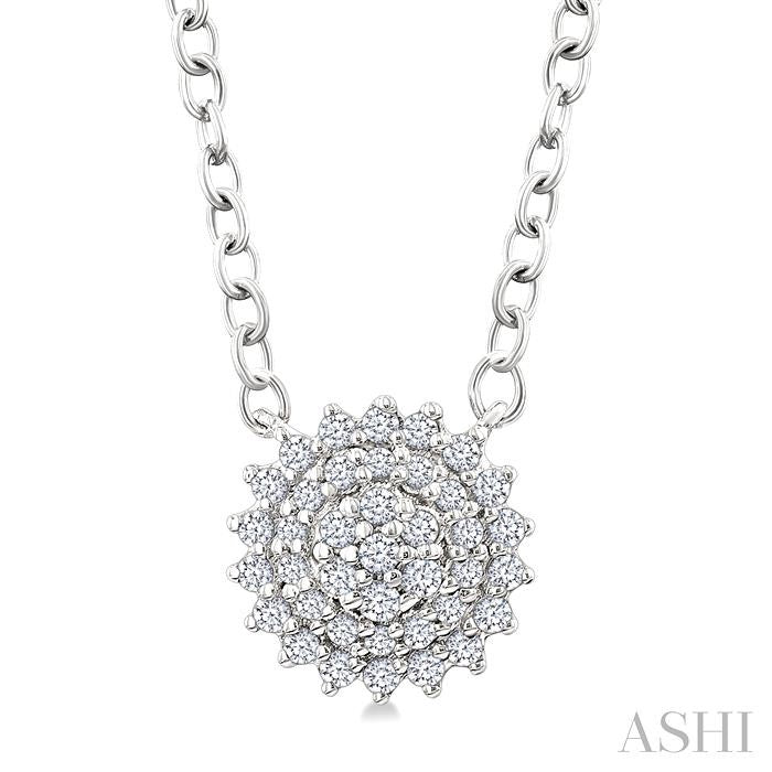 Round Shape Petite Cluster Diamond Fashion Pendant