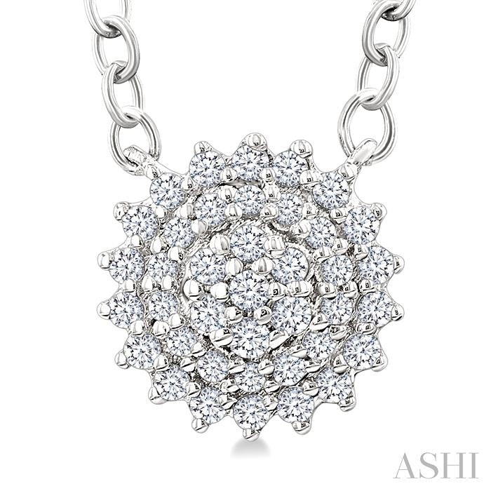Round Shape Petite Cluster Diamond Fashion Pendant