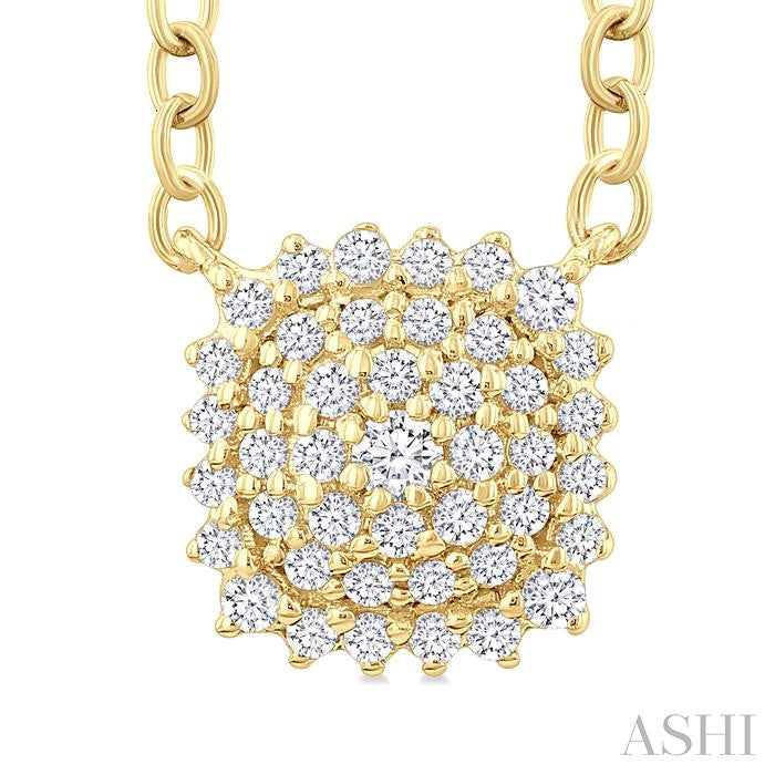 Cushion Shape Petite Cluster Diamond Fashion Pendant