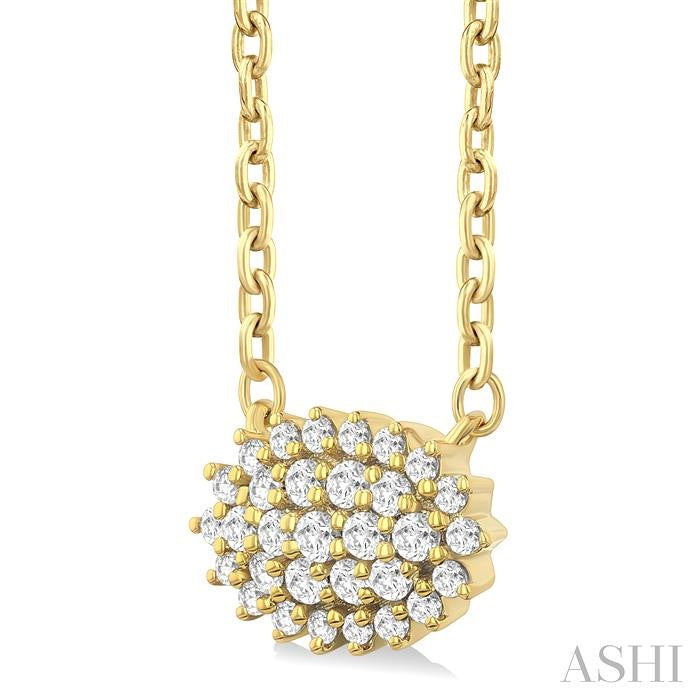 Oval Shape East-West Petite Cluster Diamond Fashion Pendant