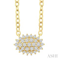 Oval Shape East-West Petite Cluster Diamond Fashion Pendant