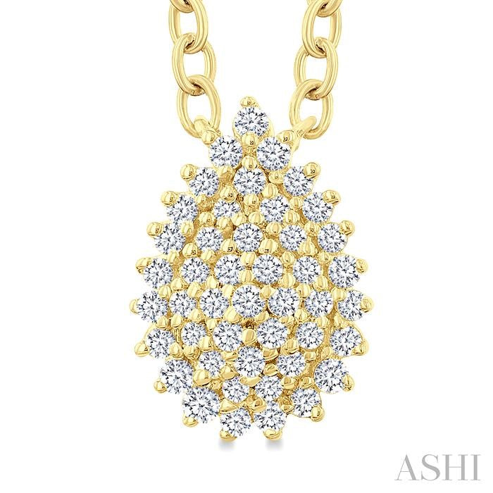 Pear Shape Petite Cluster Diamond Fashion Pendant