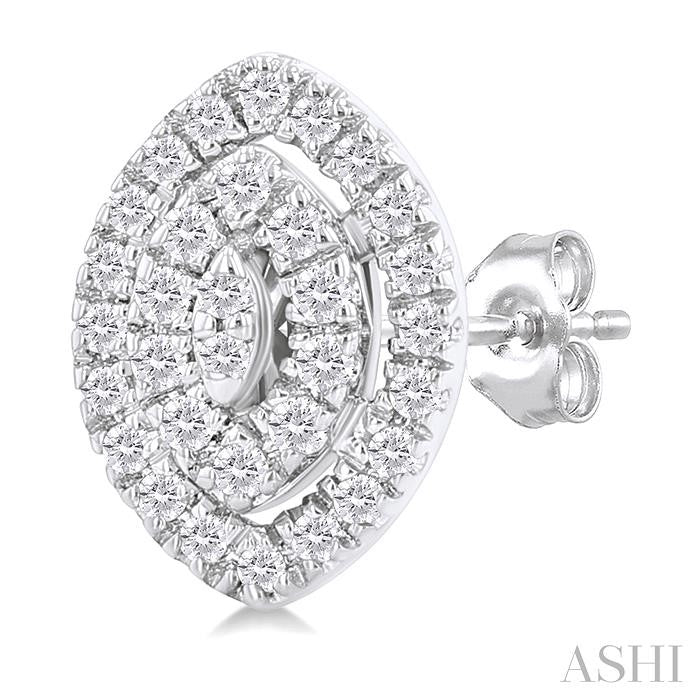Marquise Shape Petite Halo Diamond Fashion Earrings
