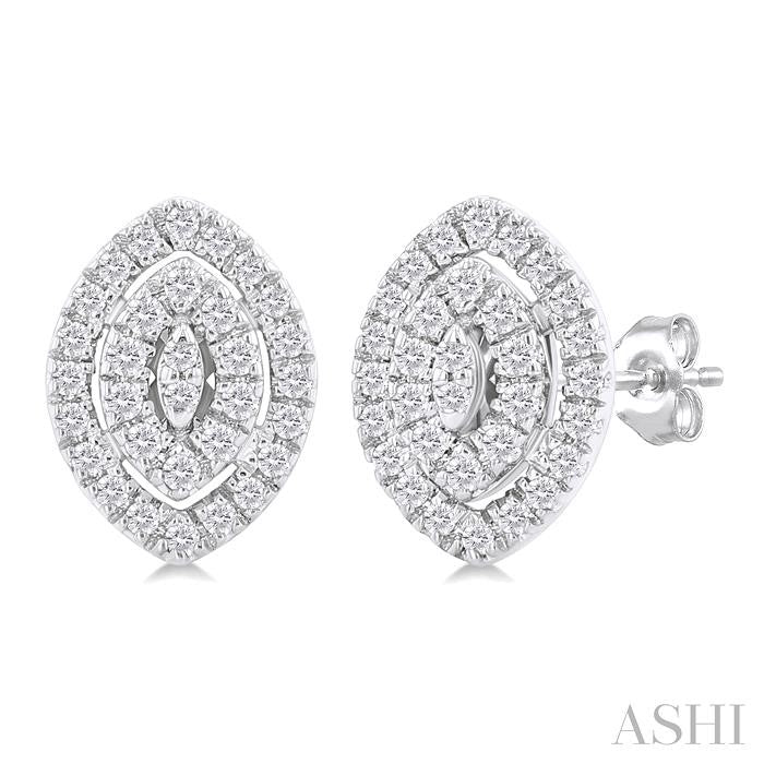 Marquise Shape Petite Halo Diamond Fashion Earrings