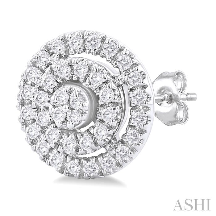 Round Shape Petite Halo Diamond Fashion Earrings