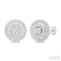 Round Shape Petite Halo Diamond Fashion Earrings