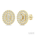 Oval Shape Petite Halo Diamond Fashion Earrings