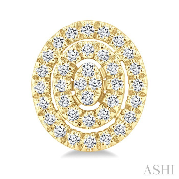 Oval Shape Petite Halo Diamond Fashion Earrings