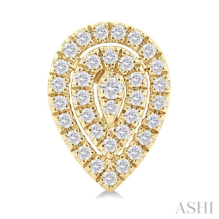 Pear Shape Petite Halo Diamond Fashion Earrings
