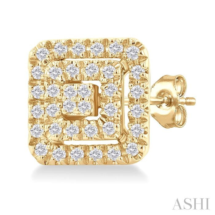 Princess Shape Petite Halo Diamond Fashion Earrings