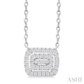 Emerald Shape Petite Halo Diamond Fashion Pendant
