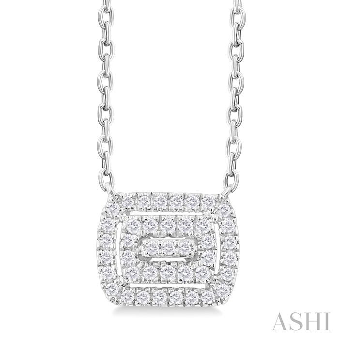 Emerald Shape Petite Halo Diamond Fashion Pendant