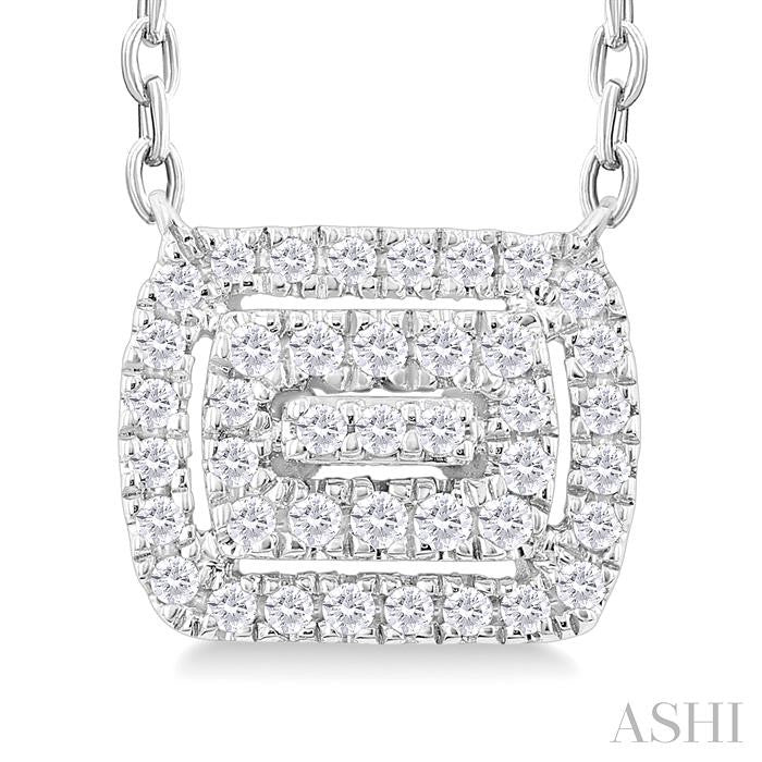 Emerald Shape Petite Halo Diamond Fashion Pendant