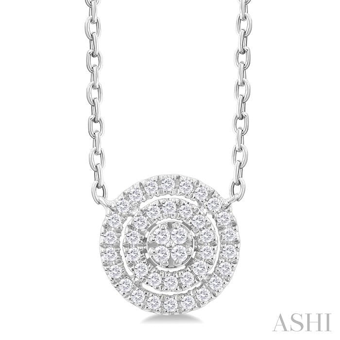 Round Shape Petite Halo Diamond Fashion Pendant