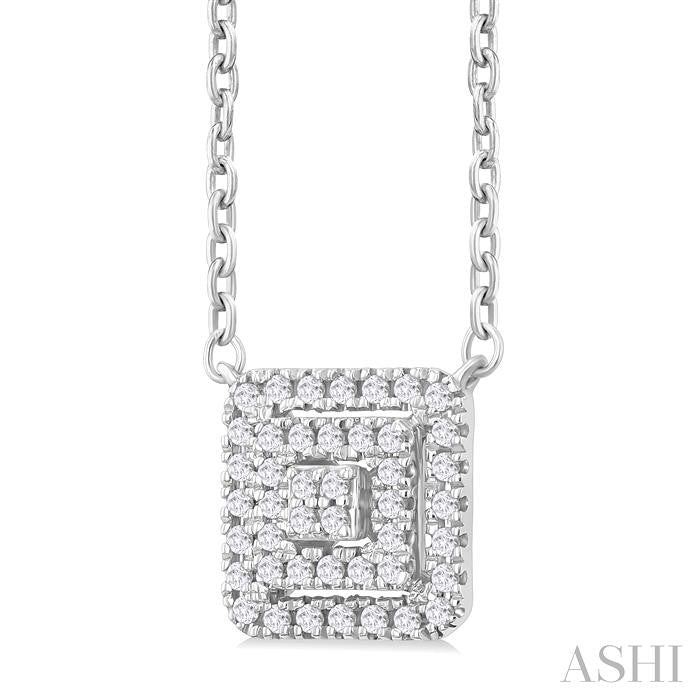 Princess Shape Petite Halo Diamond Fashion Pendant